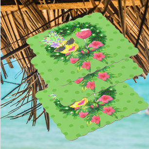 Tropical Pineapple Lady Cocktail Christmas  Paper Coaster