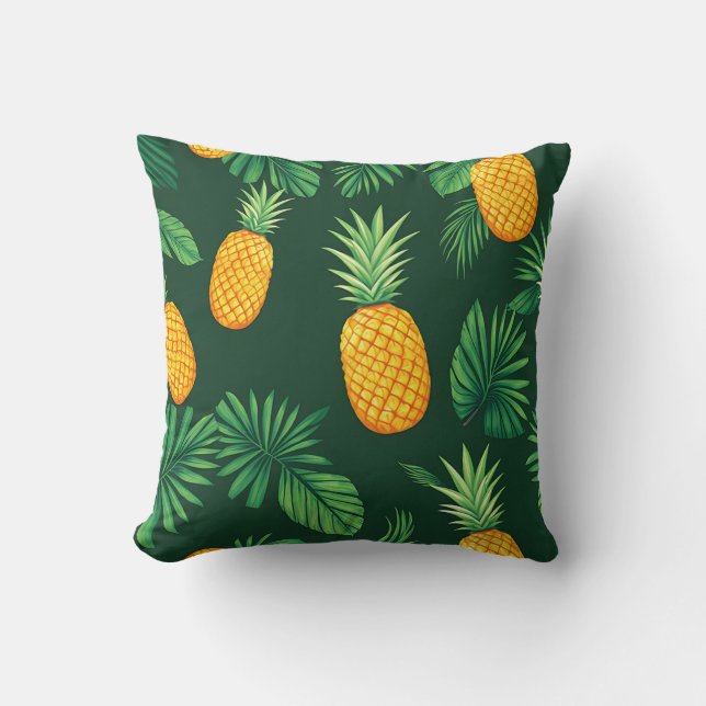 Tropical Pineapple Leaves Pattern Cushion (Front)