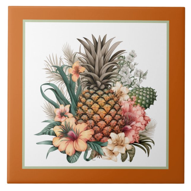 Tropical pineapple lovers crafting business home  tile (Front)