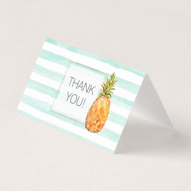 Tropical Pineapple Mint Stripes Thank you (Front)