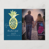 Tropical Pineapple Navy Save the Date Photo