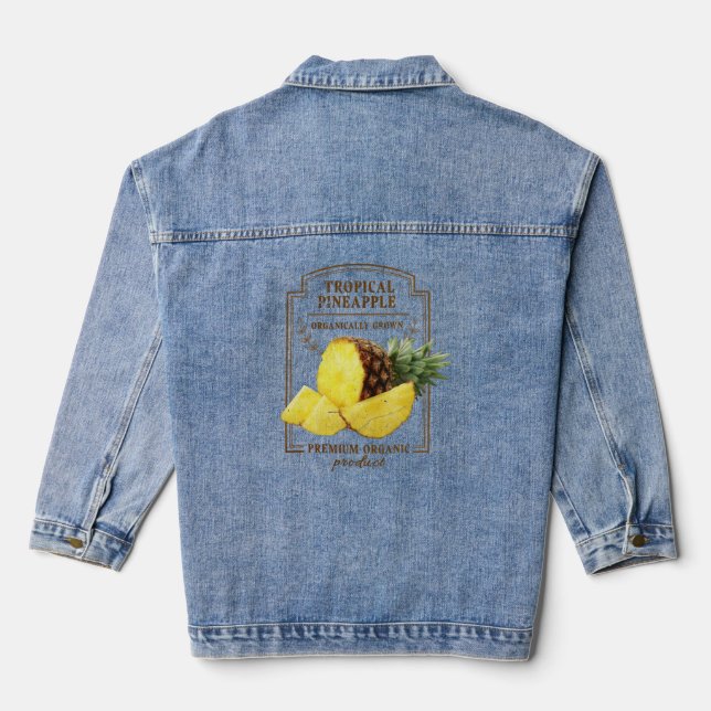 Tropical Pineapple Organically Grown Denim Jacket (Back)
