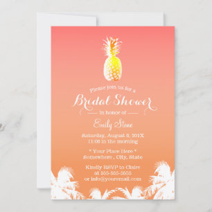 Tropical Pineapple & Palm Trees Bridal Shower Invitation