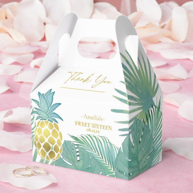 Tropical Pineapple Palms Sweet 16 ID922 Favour Box (Wedding)