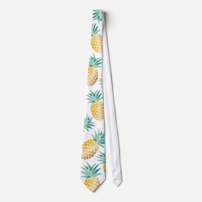 Tropical Pineapple Pattern Aloha Tie (Front)