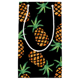 Tropical Pineapple Pattern Black Small Gift Bag