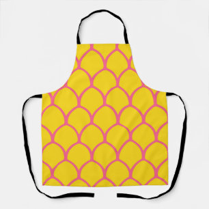 Tropical Pineapple Pattern in Pink and Yellow Apron