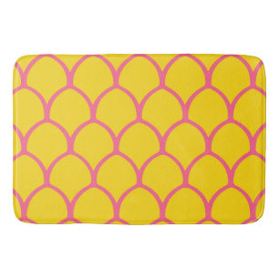 Tropical Pineapple Pattern in Pink and Yellow Bath Mat