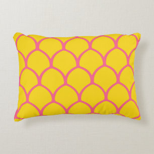 Tropical Pineapple Pattern in Pink and Yellow Decorative Cushion
