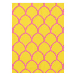 Tropical Pineapple Pattern in Pink and Yellow Tablecloth