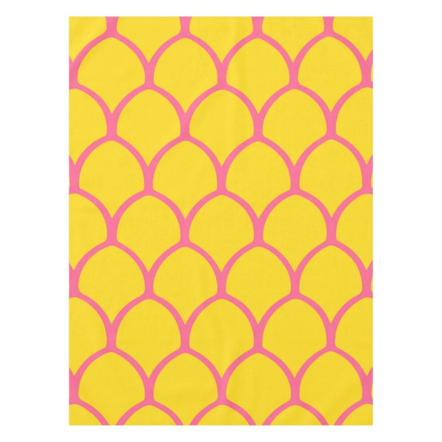 Tropical Pineapple Pattern in Pink and Yellow Tablecloth (Front)