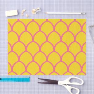 Tropical Pineapple Pattern in Pink and Yellow Tissue Paper