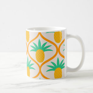 Tropical Pineapple Pattern on Orange Ogee  Coffee Mug