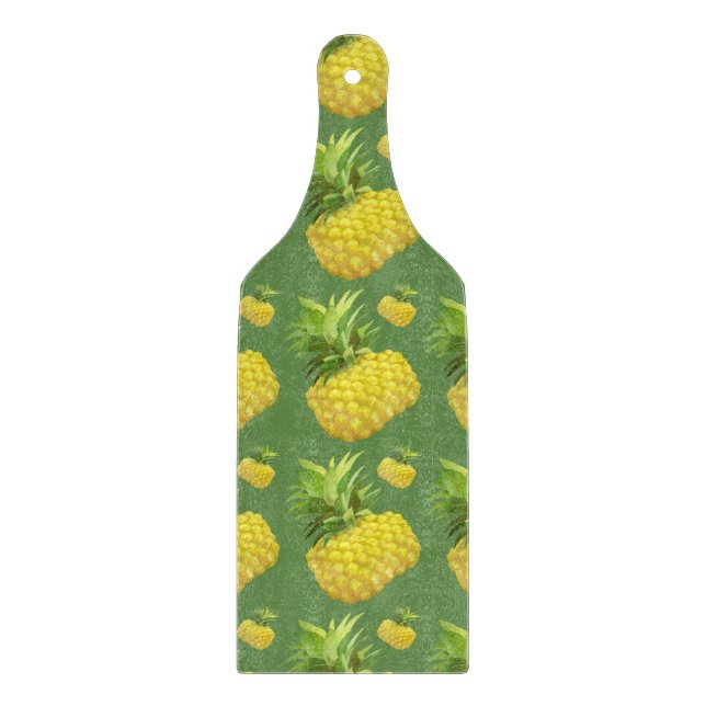 Tropical Pineapple Pattern: Summer Fruit Art Cutting Board (Front)