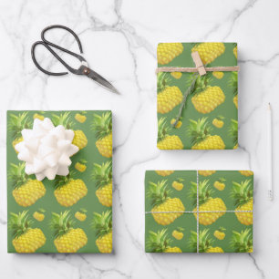 Tropical Pineapple Pattern: Summer Fruit Art Wrapping Paper Sheet