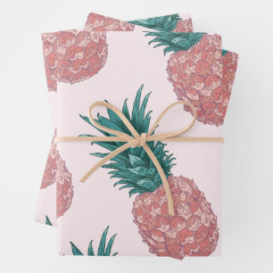 Tropical Pineapple Pattern Wrapping Paper Sheet