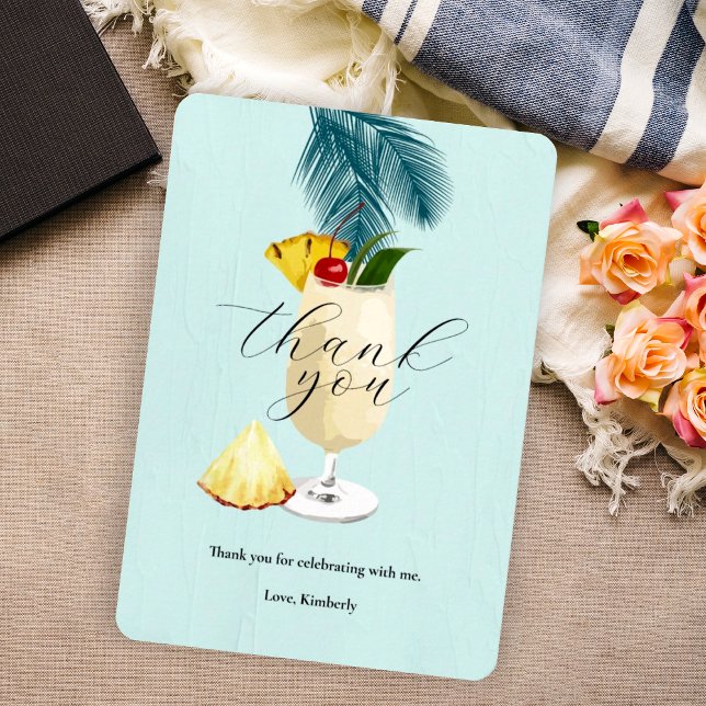 Tropical Pineapple Pina Colada Cocktail  Thank You Card (Creator Uploaded)