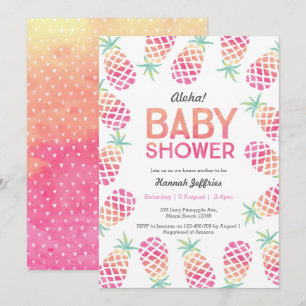 Tropical pineapple pink Baby Shower Invitation