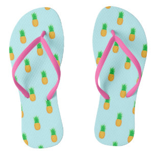 Tropical Pineapple Print Beach Flip Flops