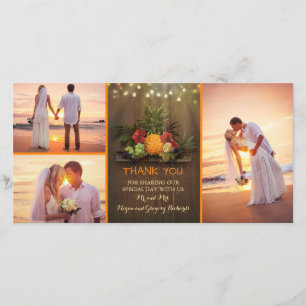 Tropical Pineapple Rustic Beach Wedding Thank You Card