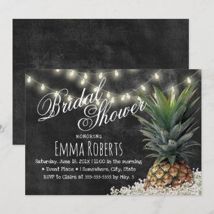 Tropical Pineapple Rustic Chalkboard Bridal Shower Invitation