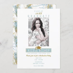 Tropical Pineapple Splash Graduation Party Invitation