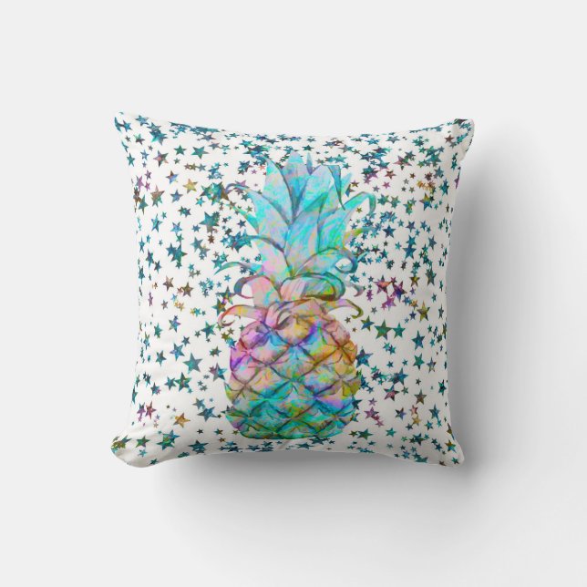 Tropical Pineapple Stars Colour Splash Cushion (Front)