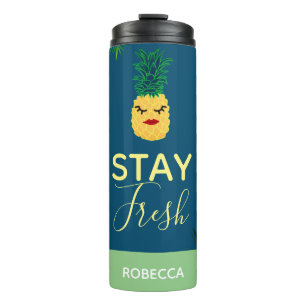 Tropical Pineapple Stay Fresh   Personalised Thermal Tumbler