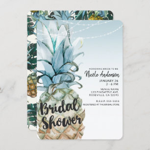 Tropical Pineapple & String Lights Bridal Shower Invitation