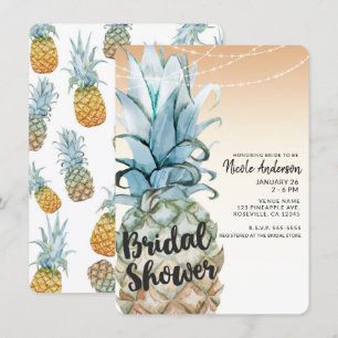 Tropical Pineapple & String Lights Bridal Shower Invitation