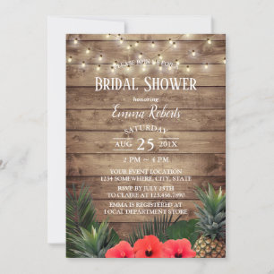 Tropical Pineapple & String Lights Bridal Shower Invitation