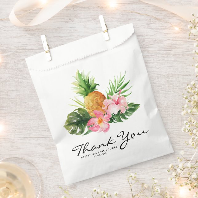 Tropical Pineapple Summer Baby Shower Thank You Favour Bags (Clipped)