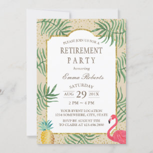 Tropical Pineapple Summer Beach Retirement Invitation