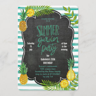 Tropical Pineapple   Summer Luau Party Invitation