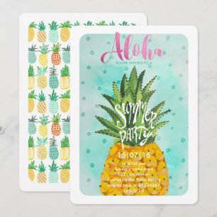 Tropical Pineapple   Summer Luau Party Invitation