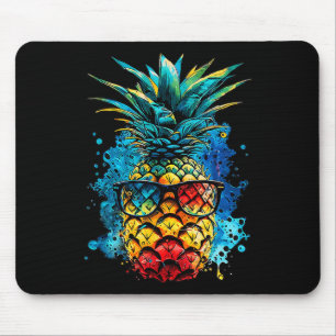 Tropical Pineapple Sungles Colourful Summer Beache Mouse Mat