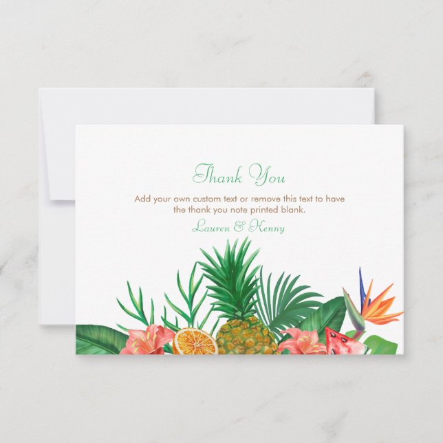 Tropical Pineapple Thank You Cards (Front)