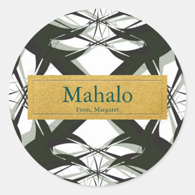 Tropical Pineapple Tops Elegant Sticker Label (Front)