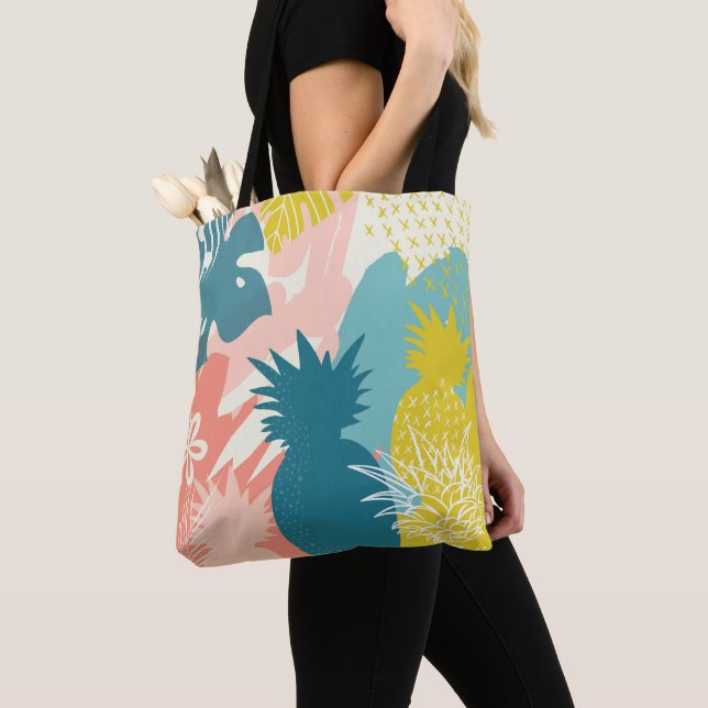 Tropical Pineapple Tote Bag (Close Up)