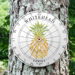 Tropical Pineapple Watercolor Dartboard<br><div class="desc">Personalised tropical pineapple design. Great for a family reunion,  wedding,  or family gift.</div>