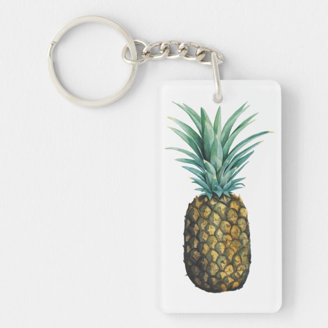 Tropical Pineapple Watercolor Key Ring (Front)
