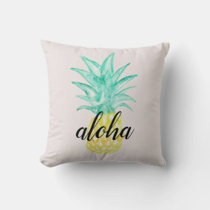 Tropical Pineapple Watercolor Painting Pillow