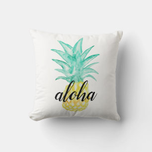 Tropical Pineapple Watercolor Painting Pillow