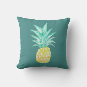 Tropical Pineapple Watercolor Painting Pillow