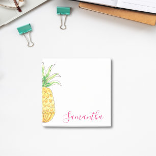 Tropical Pineapple Watercolor Personalised Post-it Notes