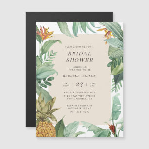 Tropical Pineapple Watercolor Summer Bridal Shower Magnetic Invitation
