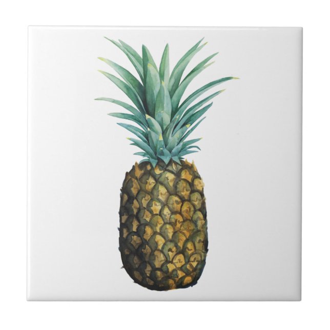 Tropical Pineapple Watercolor Tile (Front)