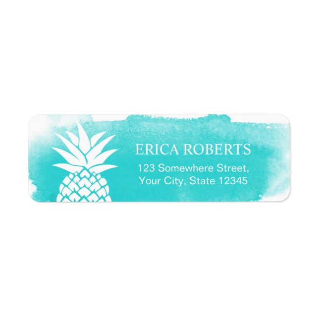 Tropical Pineapple Watercolor Turquoise Hawaiian (Front)