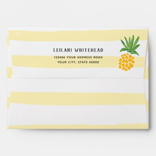 Tropical Pineapple Watercolor Yellow Stripe Envelope
