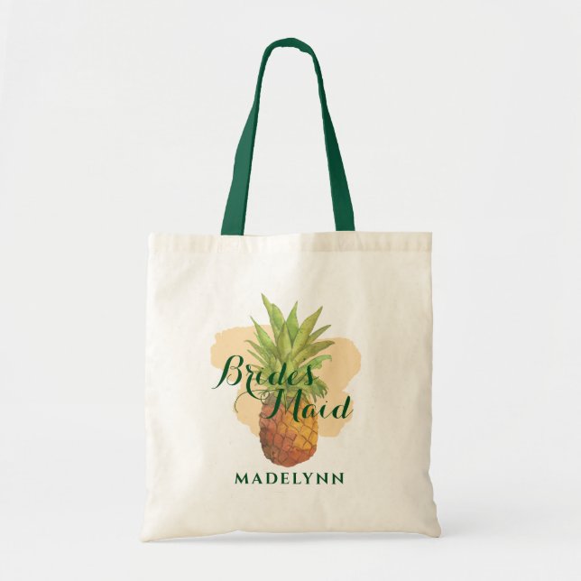 Tropical Pineapple Wedding Bridesmaid Tote Bag (Front)
